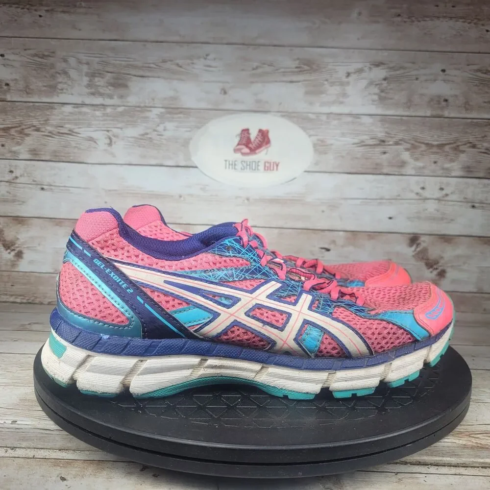ASICS Gel-Excite 2 Sneakers Women's Size 6.5 Pink Blue Lace Up Running Shoes